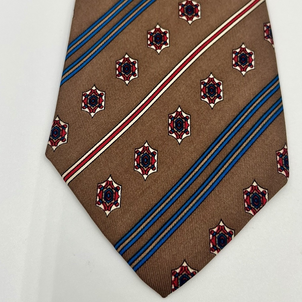 Vintage Yves Saint Laurent Necktie Men Brown Blue… - image 3